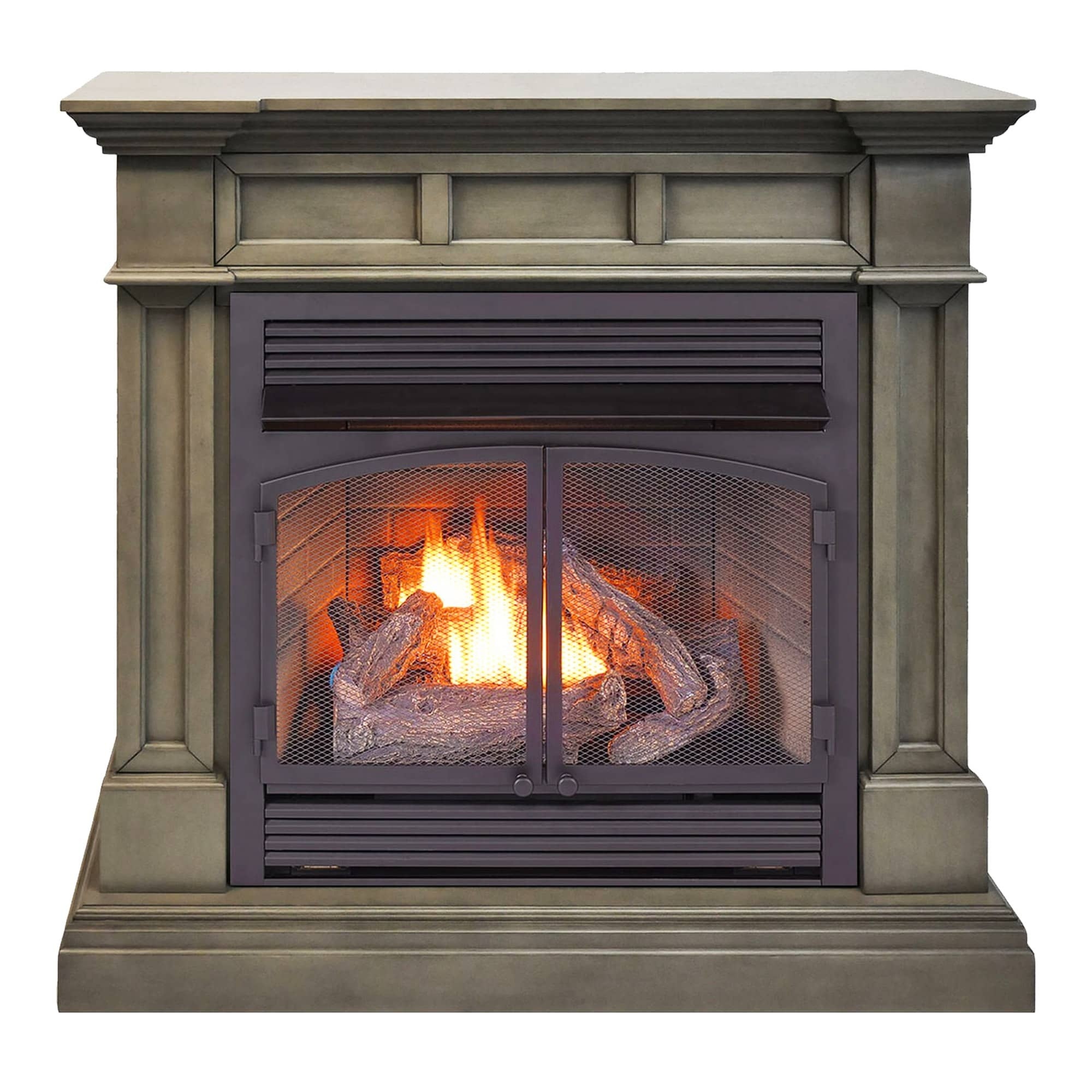 Duluth Forge Dual Fuel Ventless Gas Fireplace With Mantel - 32,000 BTU, Remote Control, Slate Gray Finish - Model# DFS-400R-2GR